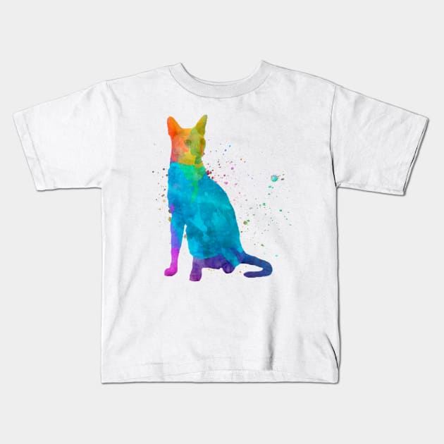 cornish rex cat in watercolor Kids T-Shirt by PaulrommerArt